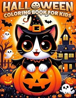 Halloween Coloring Book For Kids: Over 50 Cute and Easy Halloween