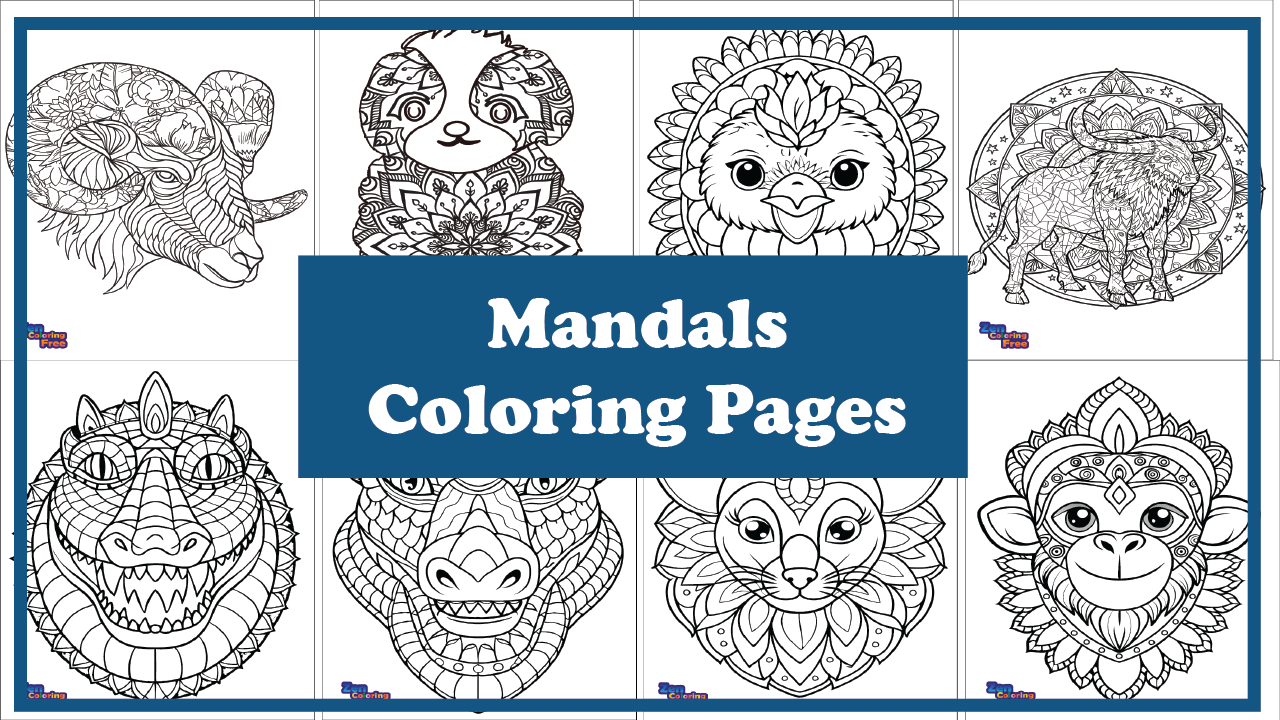 Mandala Coloring Pages – Printable Animal Designs for Adults free download