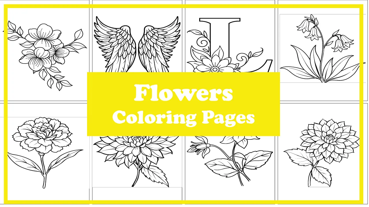 Flower Coloring Pages for Kids Fun and Free  – Printable PDF Collection (free download PDF)