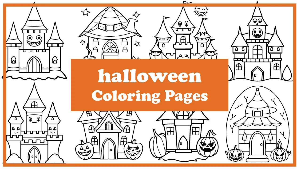Halloween Coloring Pages for Kids – Haunted Houses to Download & Color – printable, Free download