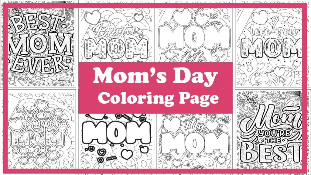 Elegant floral Mother’s Day coloring page with quote – printable design for adults