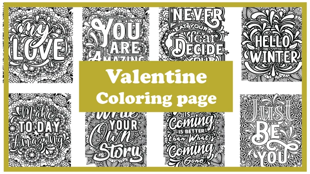 Romantic Valentine’s Day coloring page with heart and quote – printable for adults