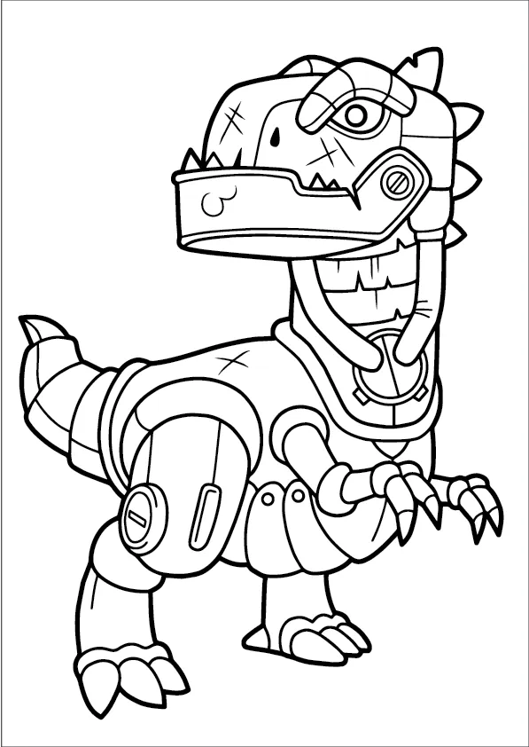 Smiling cartoon dinosaur in a jungle – free printable dinosaur coloring page for kids