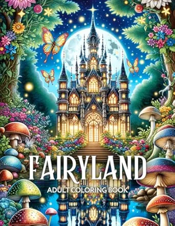 Fairyland Adult Coloring Book: Fairytale Designs of Enchanting Fairies, Magical Houses, and Fantasy Castles for Mindfulness and Relaxation