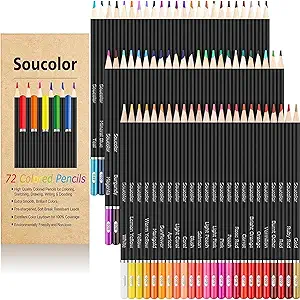 Soucolor 72-Color Colored Pencils for Adult Coloring Books, Soft Core, Artist Sketching Drawing Pencils Art Craft Supplies, Coloring Pencils Set Gift for Adults Kids Beginners