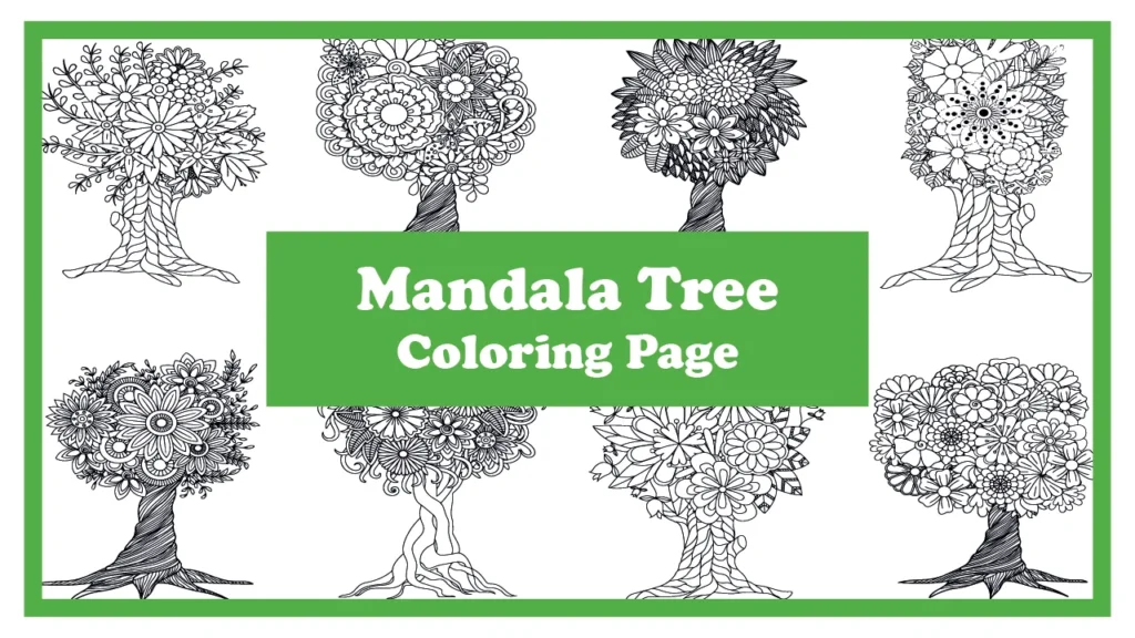 Intricate tree mandala coloring page for adults – printable PDF