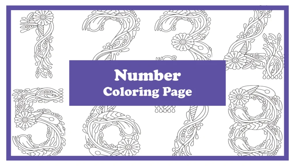 Number coloring page with 0 to 9 cartoon numbers – free printable learning activity for kids