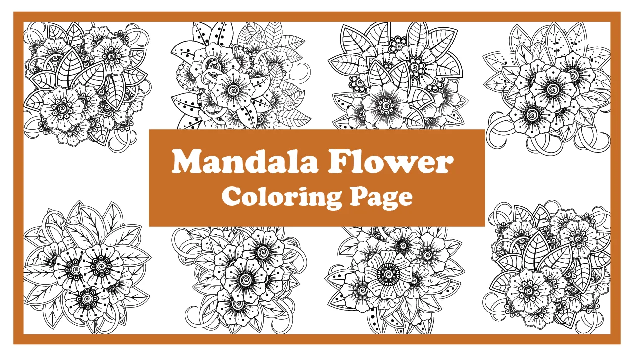 Detailed and intricate challenging coloring page with floral and geometric patterns – printable for adults