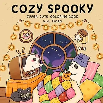 Cozy Spooky: Cute Coloring Book for Adults and Teens Featuring Hygge Moments for Relaxation