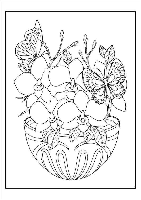 Vintage flower coloring page printable for adults – free detailed floral design