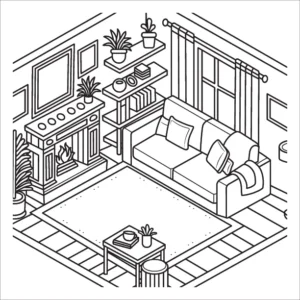 Cozy themed adult coloring page – free printable PDF download
