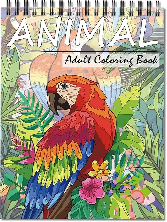 Jadeso Adult Coloring Book - 30 Unique Animals Patterns and Designs, Coloring Book for Adults Relaxation and Stress Relief, Spiral Bound Adult Coloring Books for Women, Thick Smooth Paper(120gsm)