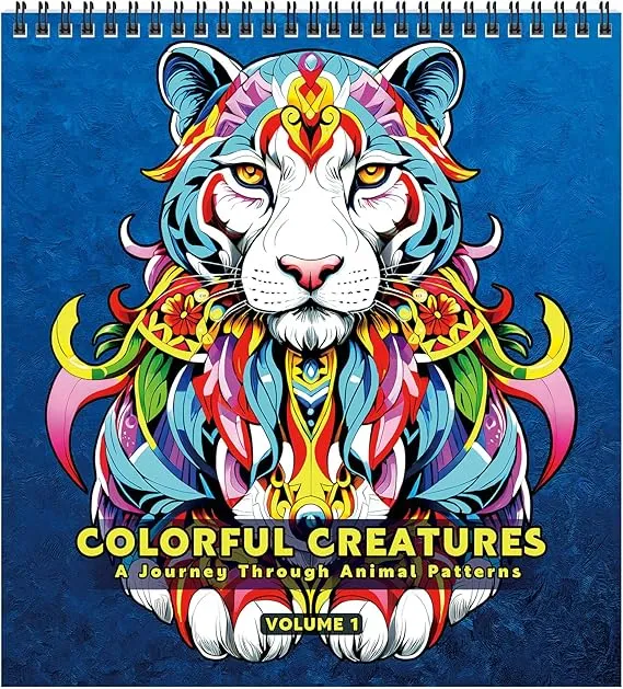FUN LAVIE Adult Coloring Book - Mandala Animal Designs for Adults Relaxation and Teens Stress Relief, Spiral Bound Coloring Book for Women, Mindfulness Mandalas and Animal Patterns for Anxiety Relief