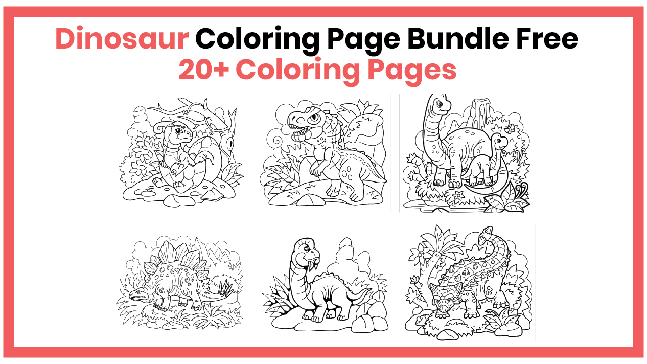 Dinosaur Coloring Page Bundle Free Download – Fun for All Ages