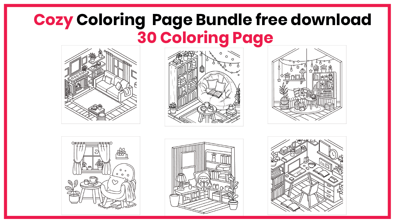 cozy Coloring page bundle free download