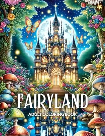 Fairyland Adult Coloring Book: Fairytale Designs of Enchanting Fairies, Magical Houses, and Fantasy Castles for Mindfulness and Relaxation