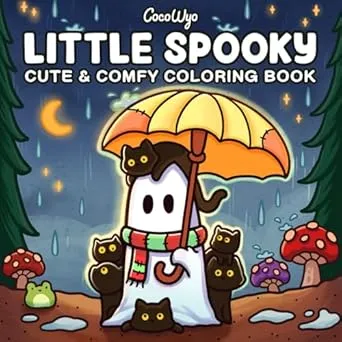 Little Spooky: Coloring Book for Adults and Teens Featuring Cute Creepy Creatures in Cozy Hygge Moments for Relaxation