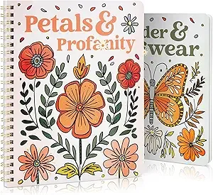 Beautiful Coloring Book Set of 2 for Adult Relaxation - Funny Coloring Books with Floral Designs for a lot of Laughs - The Perfect Stress-Relieving Gift for Women