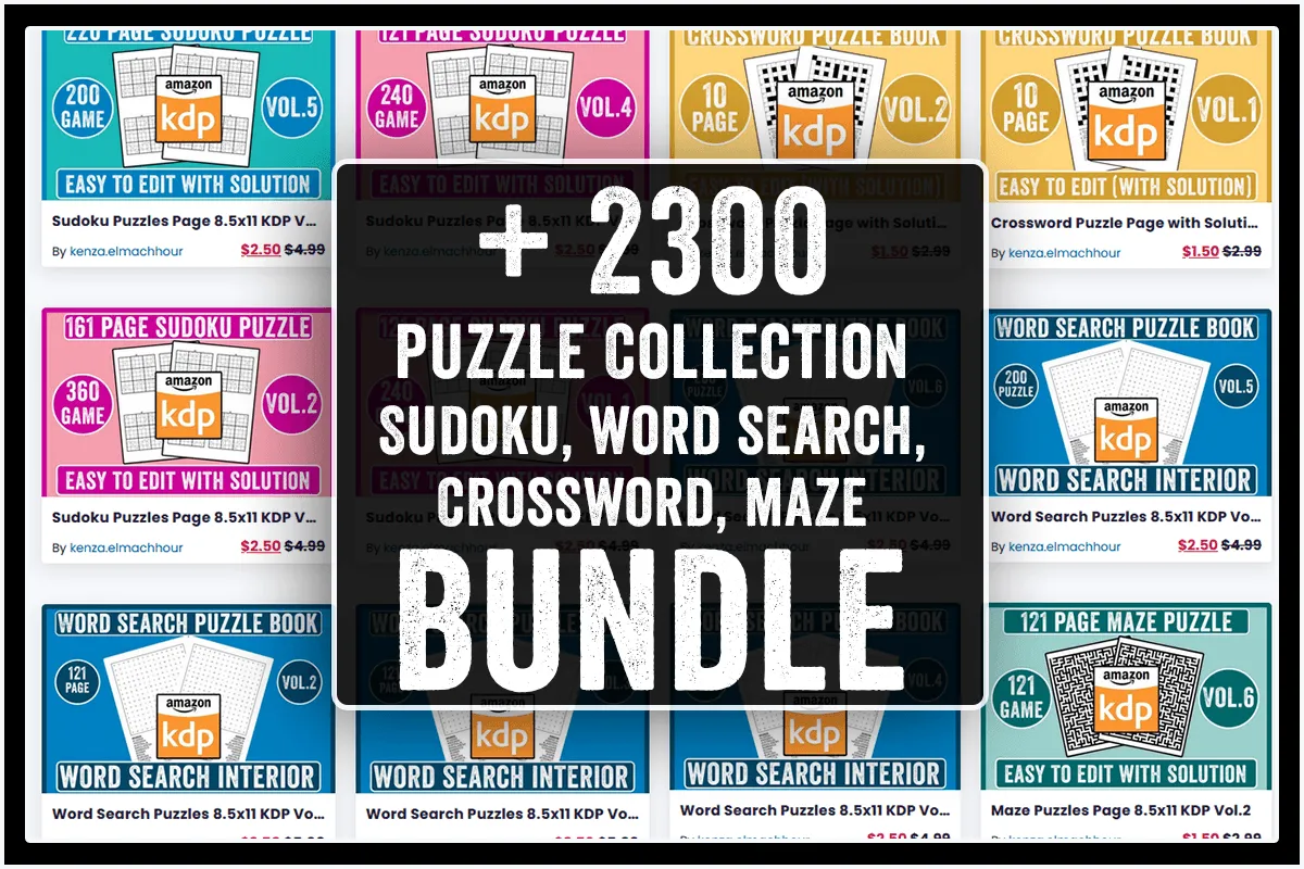+ 2300 Puzzle Book | KDP Interior Bundle