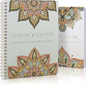 Beautiful Adult Coloring Book Set of 2 for Relaxation - Mandala Coloring Books with Inspirational Quotes Making it a Great Gift - Perfect Stress-Relieving Books Fun to Color for Women
