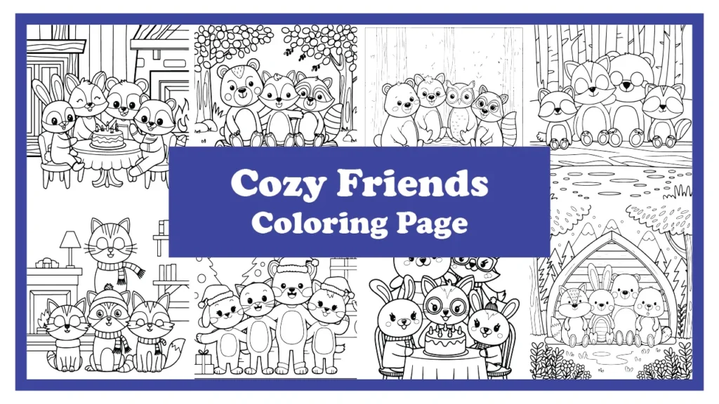 Cozy friend coloring page free printable for adults