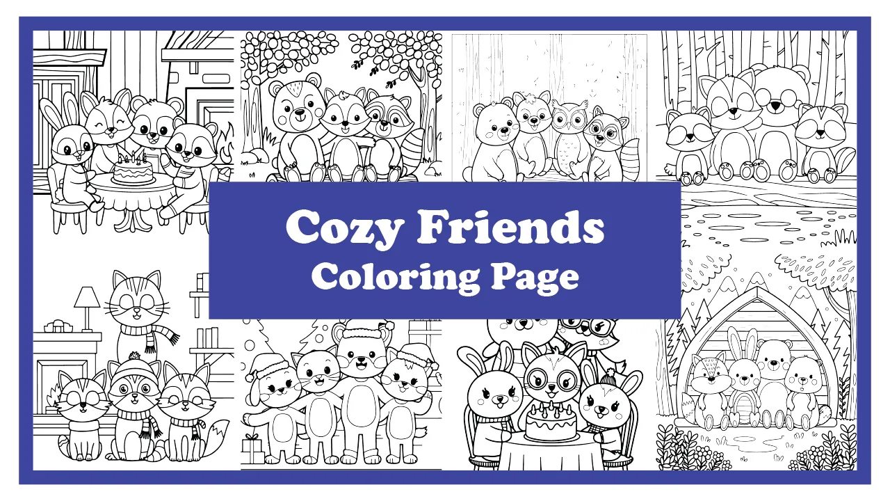 Cozy friend coloring page free printable for adults