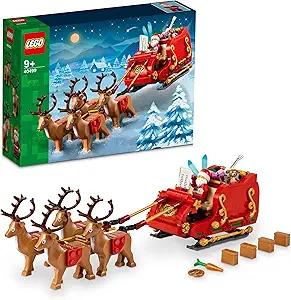 LEGO Santa's Sleigh - Building Toys for Kids, Boys & Girls, Ages 9+ - Indoor Christmas Decorations for Home W/Santa Claus Figurine & Reindeer - Gifts for Boys & Girls - 40499
