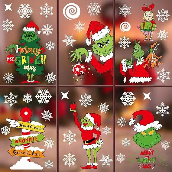 Christmas Window Clings Decorations for Glass Windows Winter Stickers Snowflakes Christmas Decorations Christmas Window Stickers