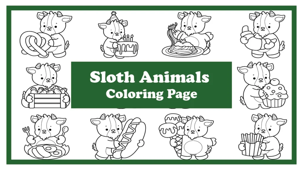 Sloth Animal Coloring Pages for Kids – Relax, Learn & Color!