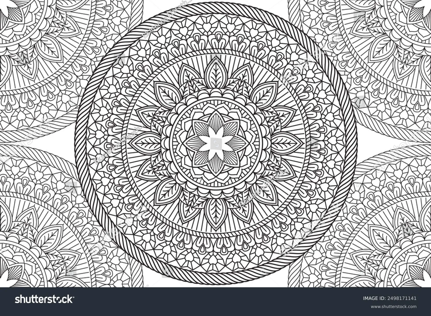 Mandala Coloring page for kids and adults Page for relaxation and meditation. Circular pattern. Decorative ornament ethnic oriental style. line art drawing coloring page. Vector illustration