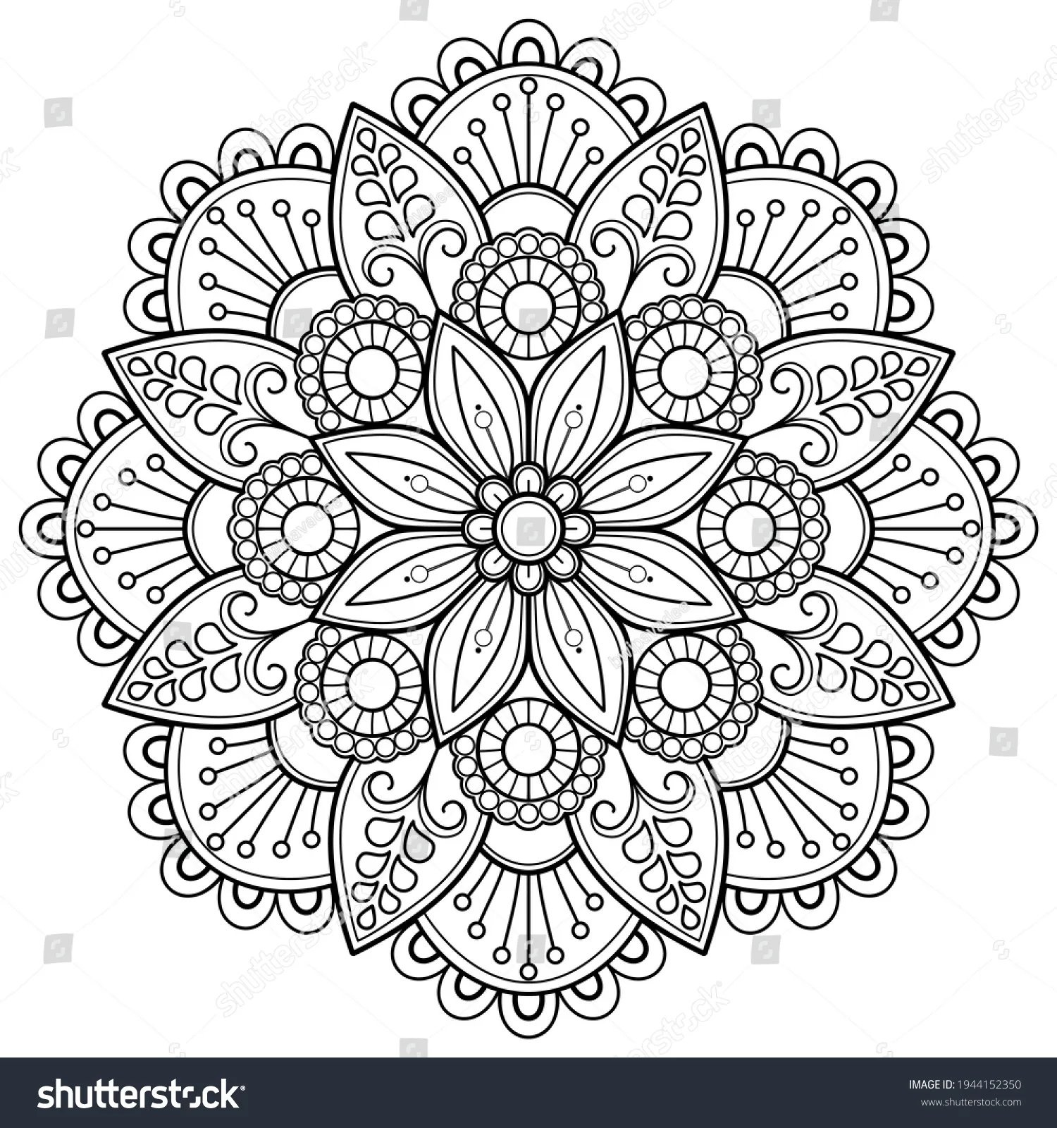 Mandala pattern Coloring book Art wallpaper design, tile patt