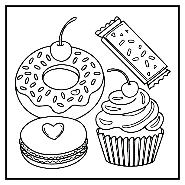 Sweet Coloring Pages – Free Donuts & Dessert Printables