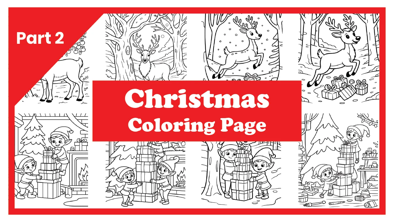 80 Free Christmas Coloring Pages (A4 Size) – Printable Holiday Pack