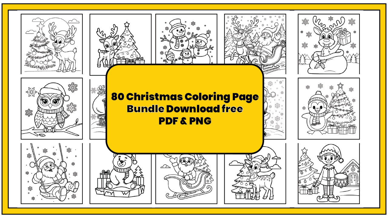 Free Coloring Page Bundle – 80 Print-Ready Pages (PDF & PNG)