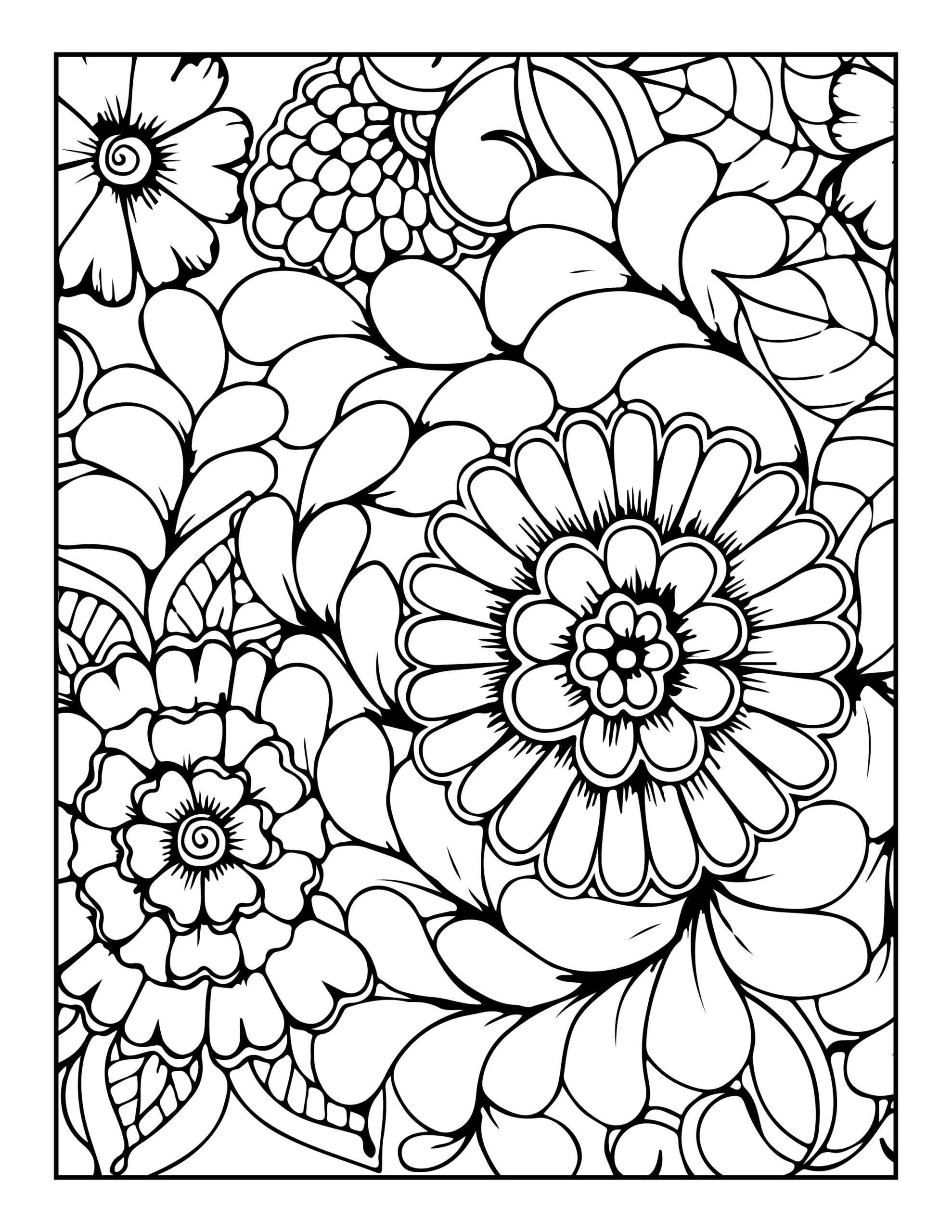 flower pattern coloring pages for adults
