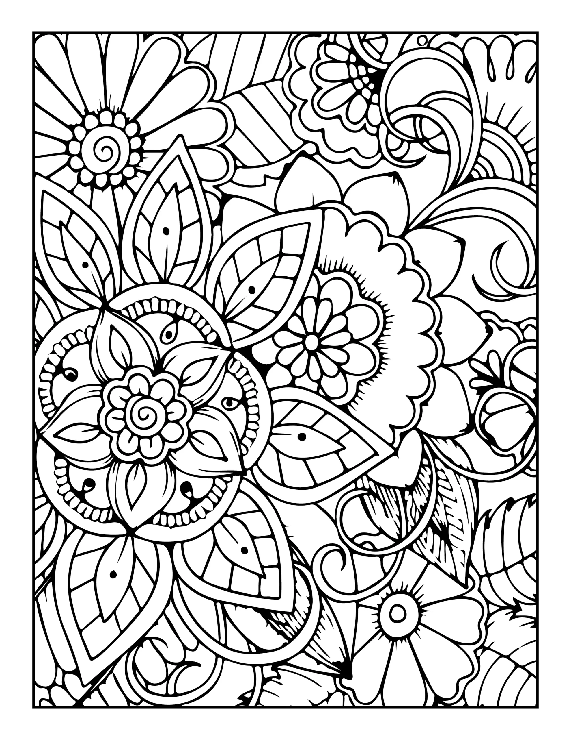 flower pattern coloring pages for adults