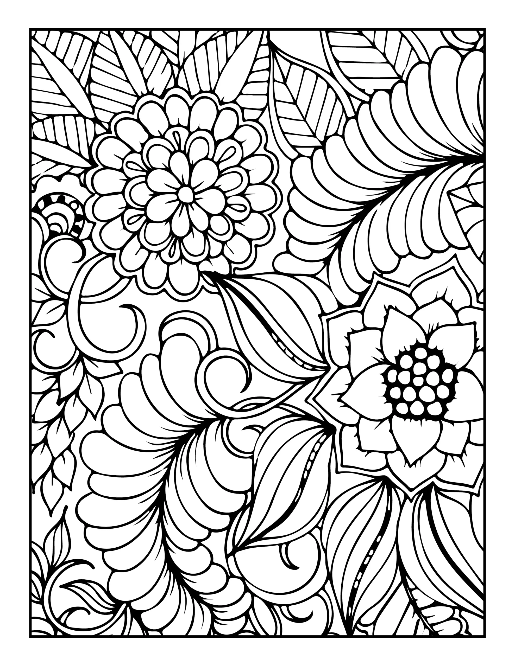 flower pattern coloring pages for adults