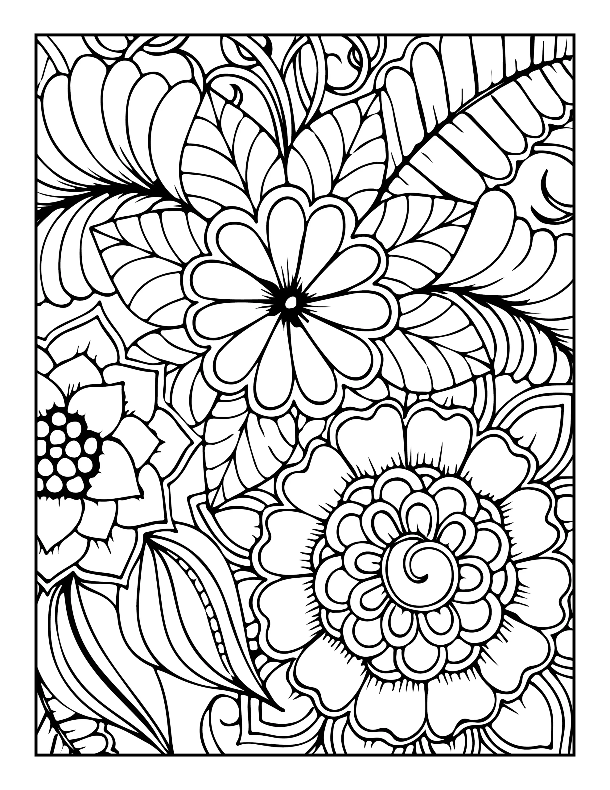 flower pattern coloring pages for adults