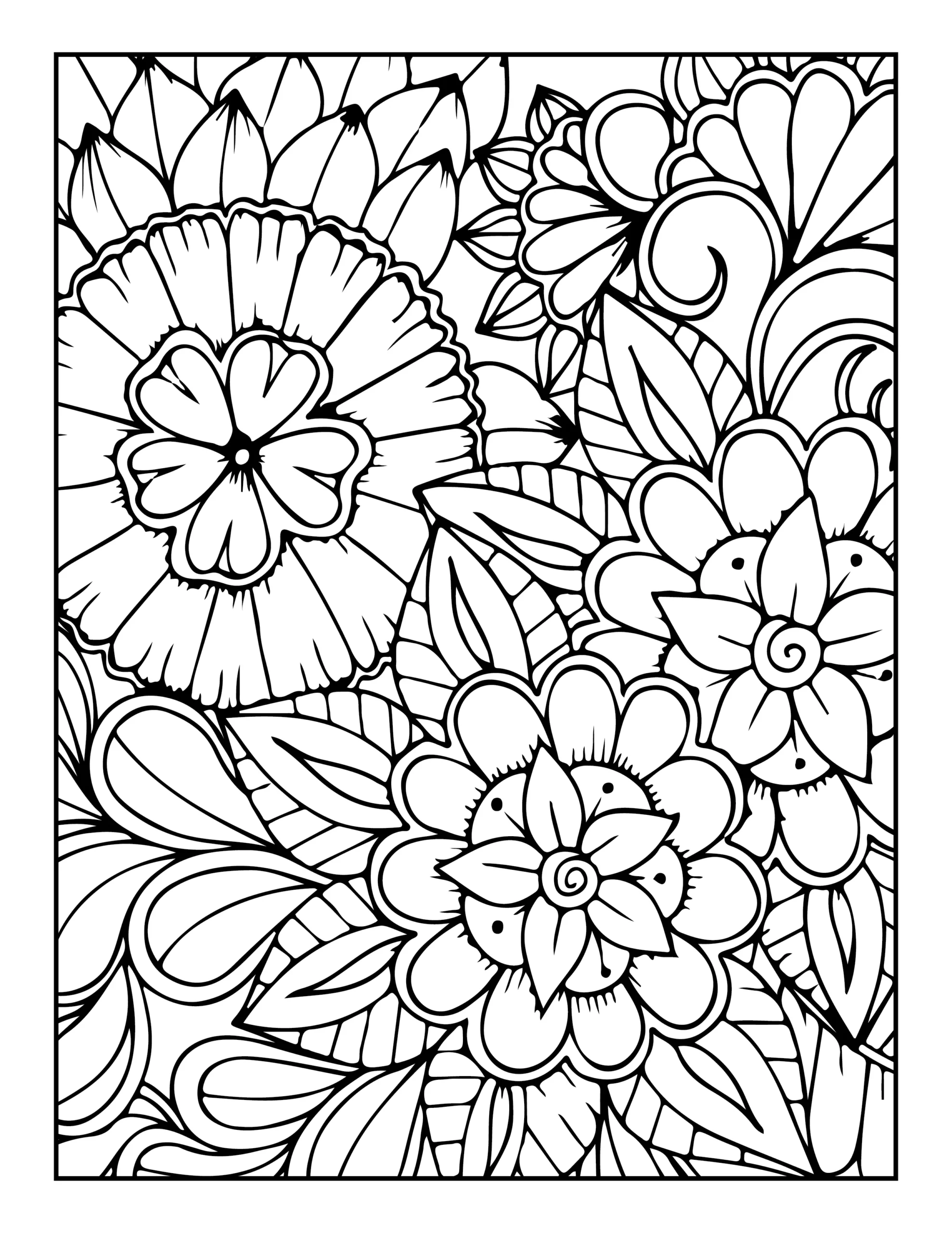 flower pattern coloring pages for adults