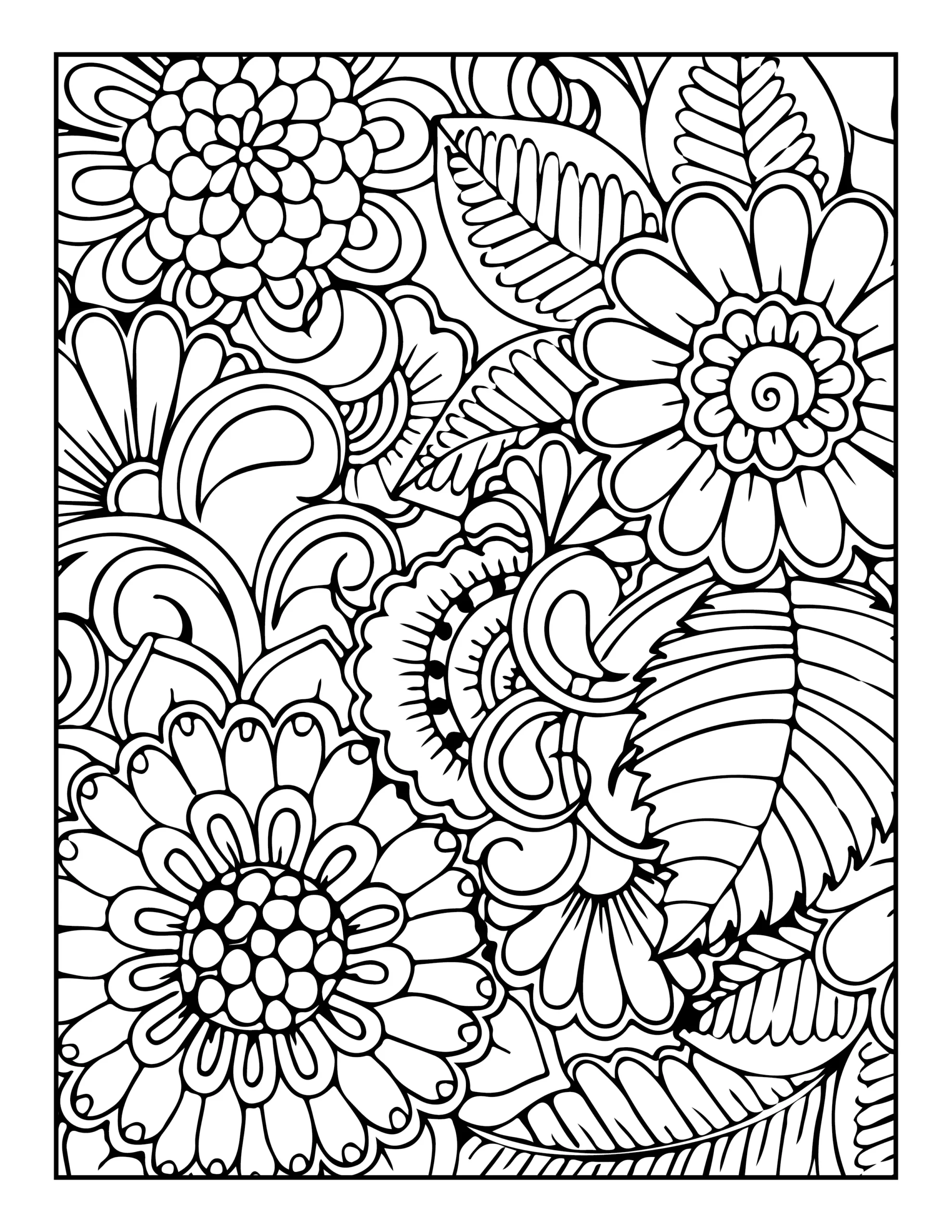 flower pattern coloring pages for adults