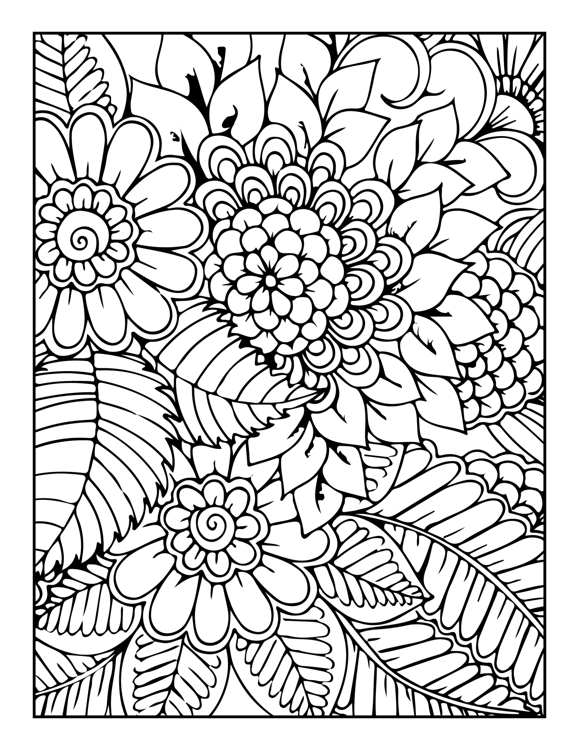 flower pattern coloring pages for adults