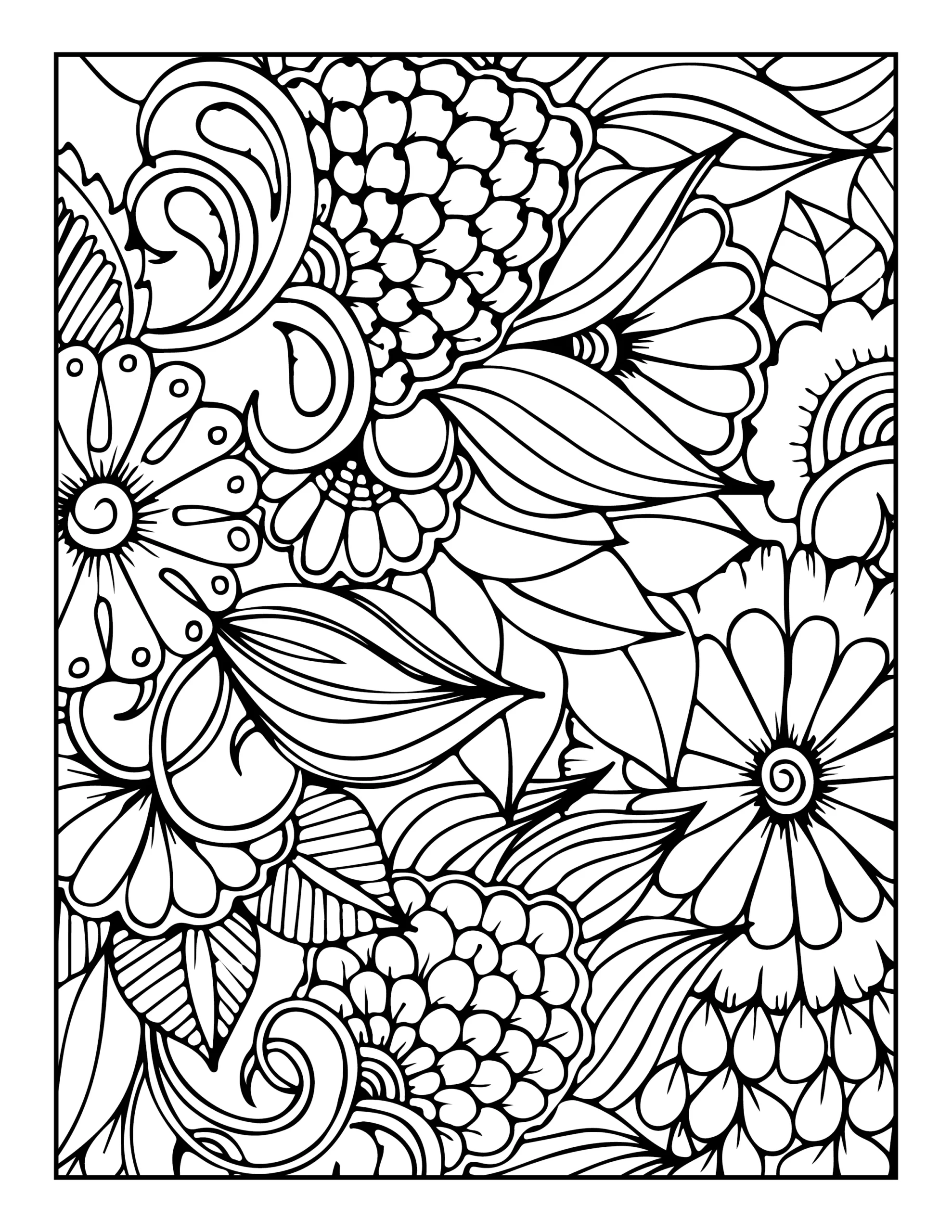 flower pattern coloring pages for adults