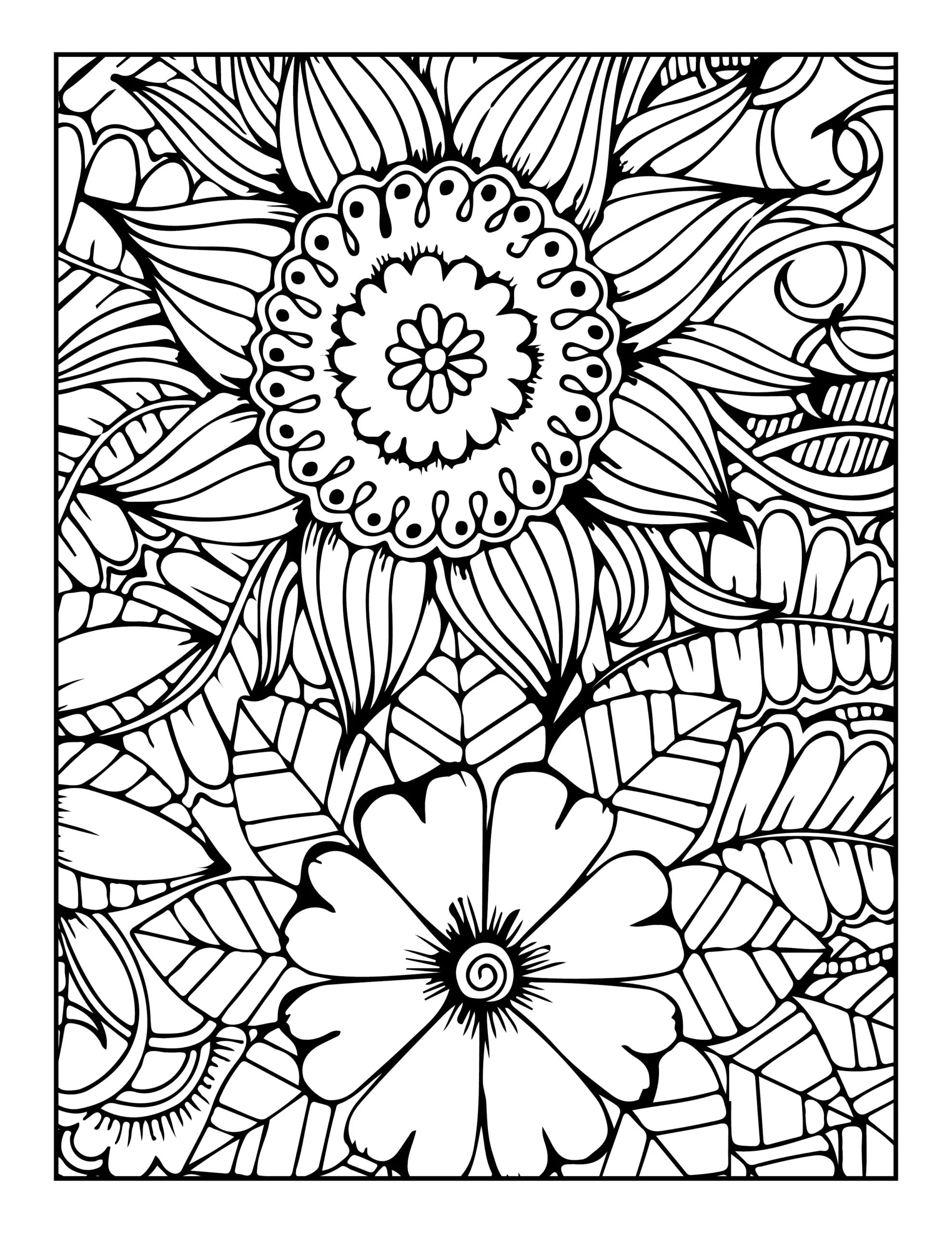 flower pattern coloring pages for adults