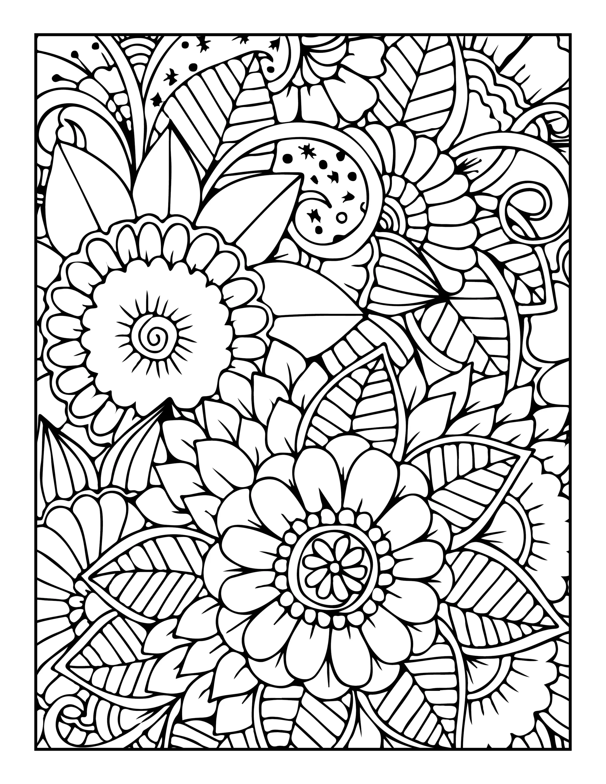 flower pattern coloring pages for adults