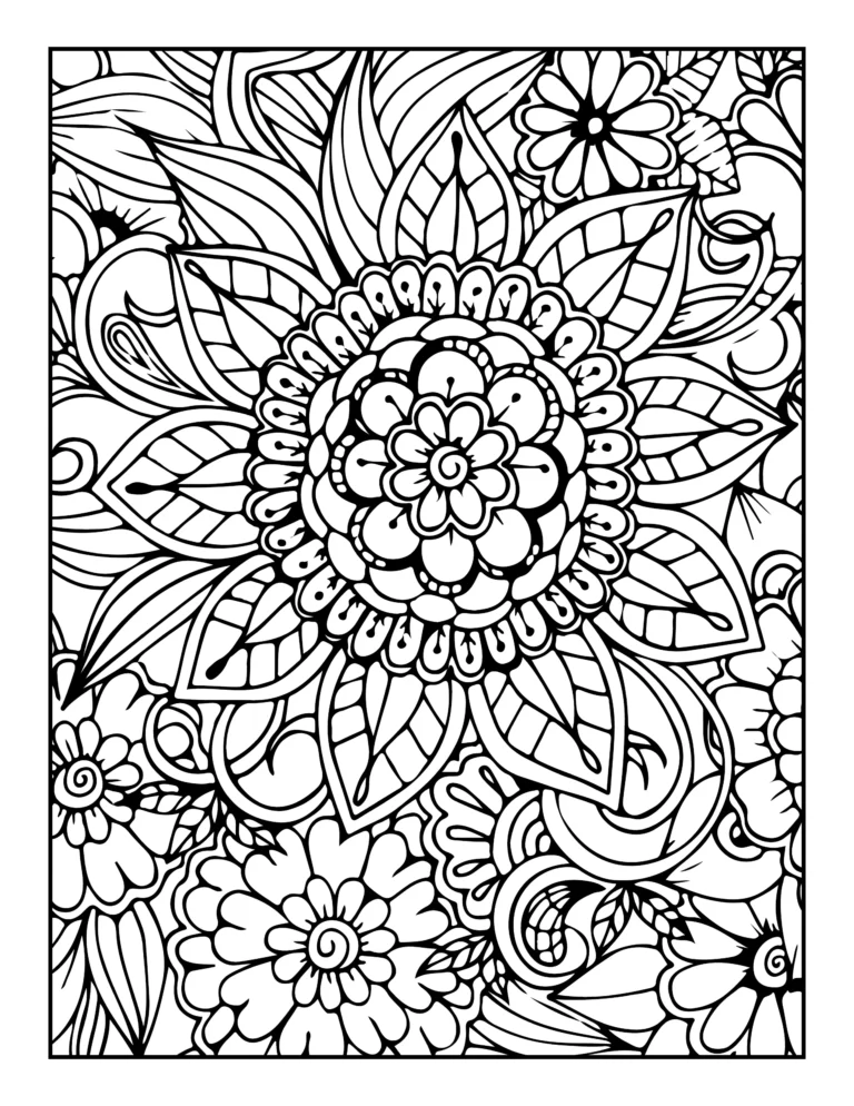 flower pattern coloring pages for adults