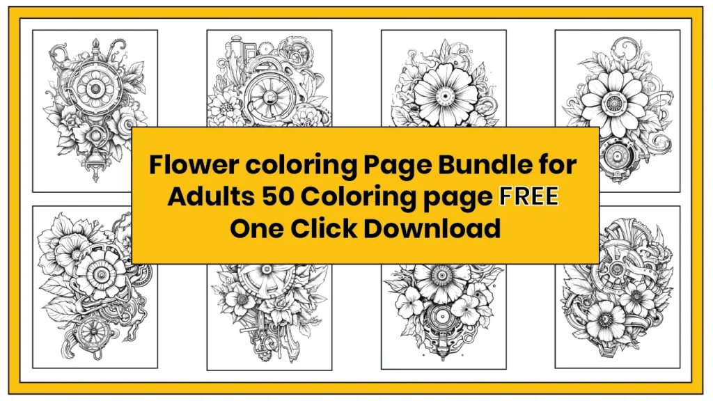 Flower Coloring Pages for Adults (50 Printable Bundle)