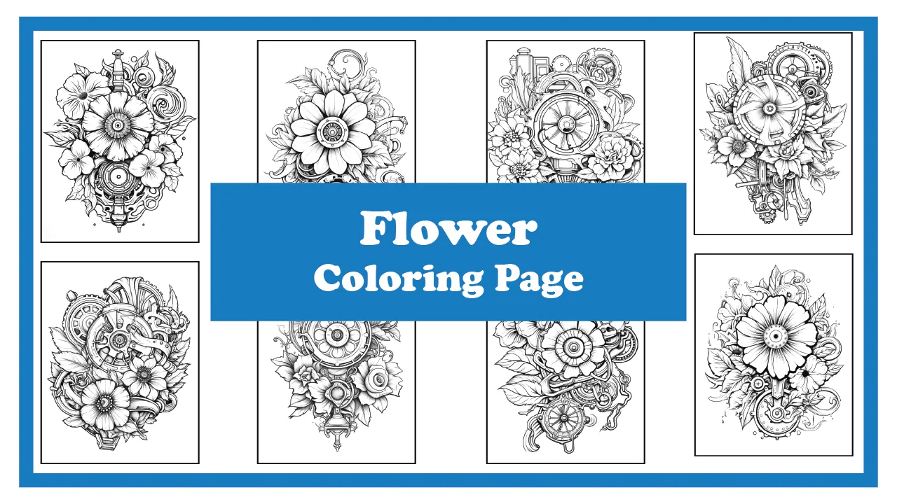 Flower Coloring page 100 pages