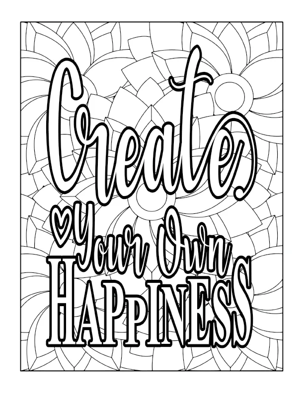 Inspirational "Believe in Yourself" quote coloring page for adults
