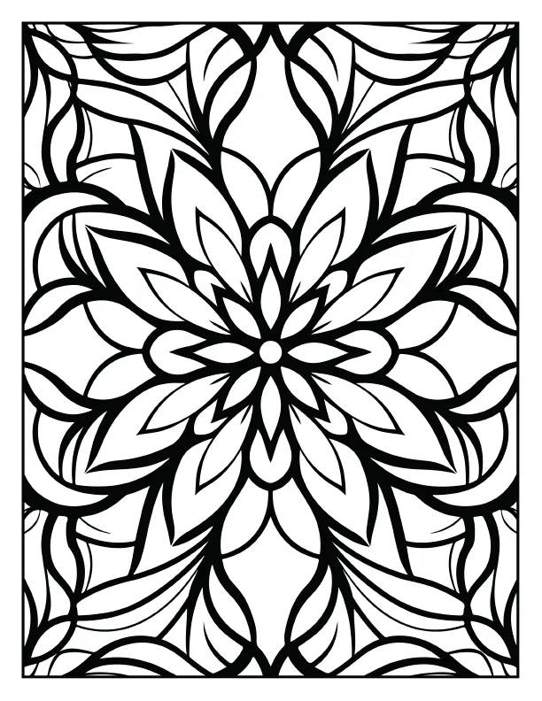 Symmetrical lotus flower mandala coloring page for adults free PDF