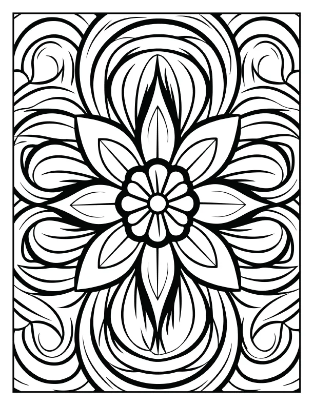 Ocean wave style mandala coloring page for relaxation